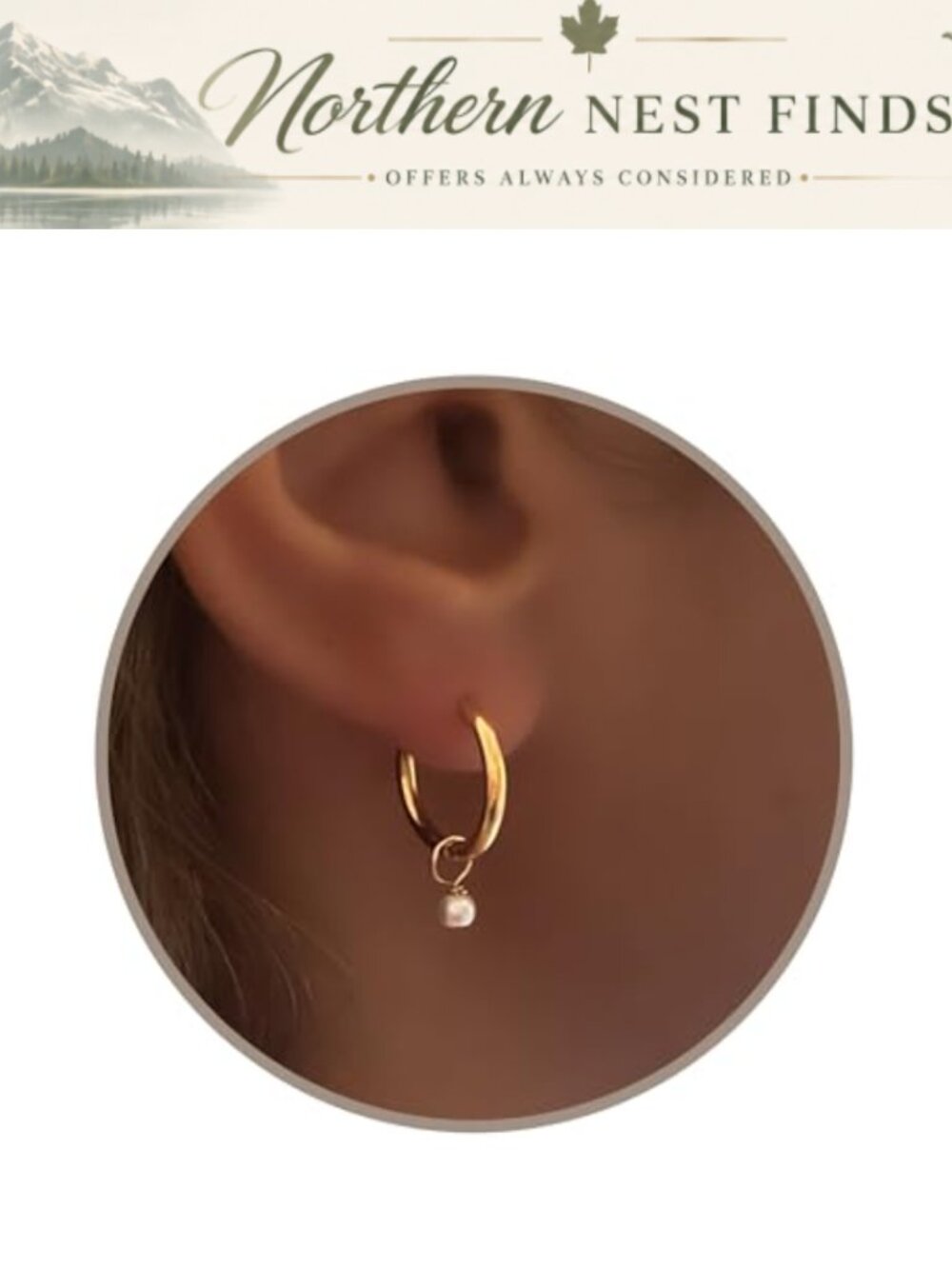 Gold Plated Huggie Earrings with Removable Pearl Charm Hypoallergenic